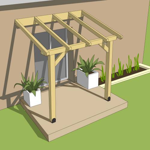 ex Pergola Bois Adosse 2,9 x 2 m - Burger