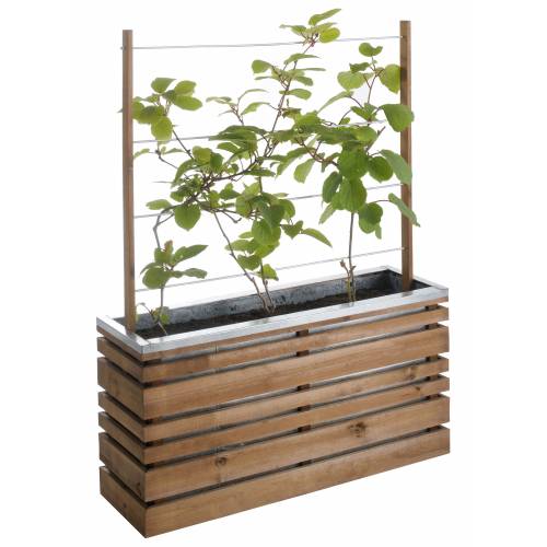 EX - Jardinire Bois et Mtal avec Treillis Z