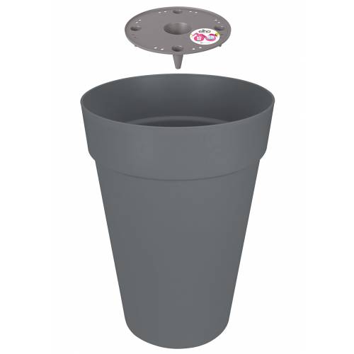 Elho Loft Urban Round High 42 Vaso Alto Per Esterno, 42x56 Cm, Bianco, Con Serbatoio D'Acqua