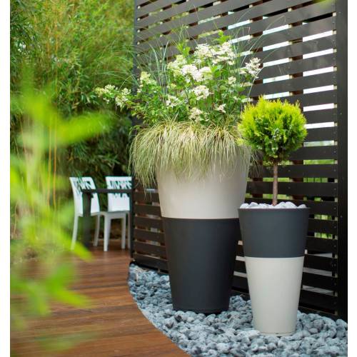 Pot Tokyo - Anthracite/Blanc -D50 H80 - Grosfillex