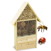 Hôtel à Insectes Dehner Natura - 29,5x28,5x9,5cm - Bois Pin/Bambou - Pour Abeilles Sauvages
